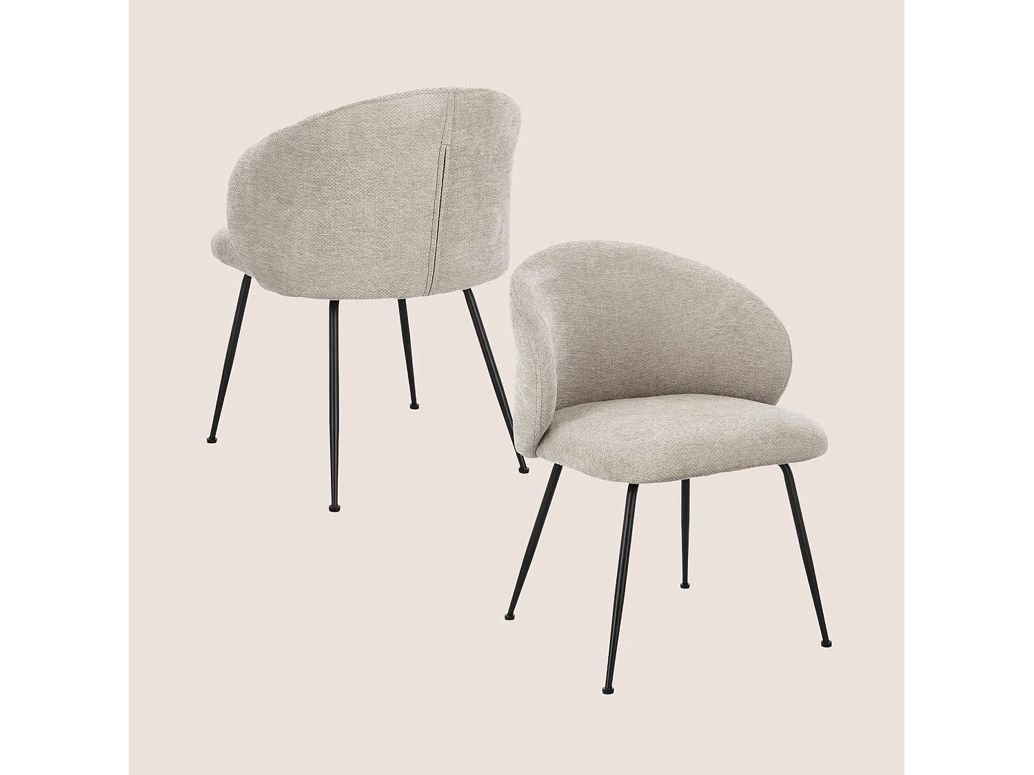 Chaises design de salle à manger en tissu chenille (lot de 2) - LOU