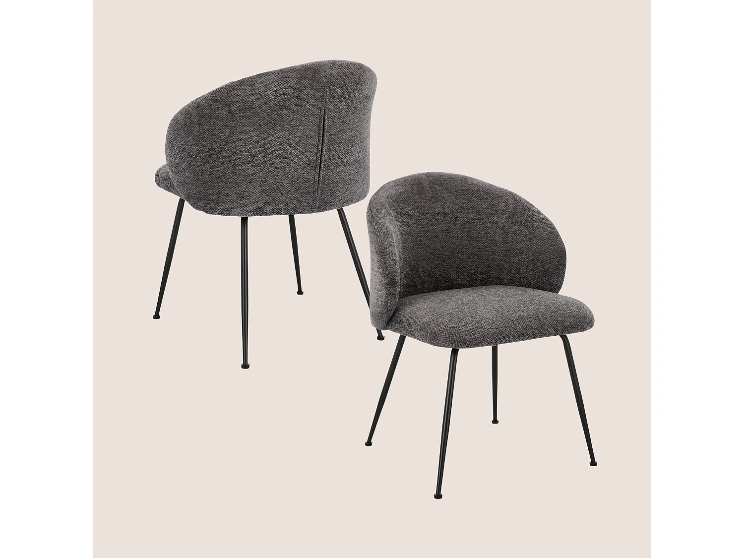 Chaises design de salle à manger en tissu chenille (lot de 2) - LOU