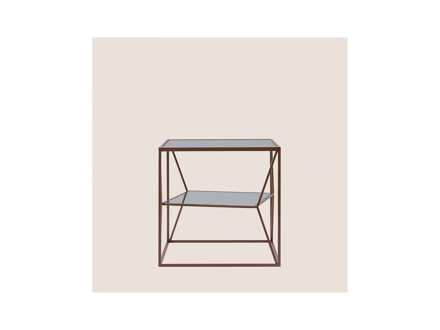 Bout de canapé carré en métal marron et verre L45 - THEIA