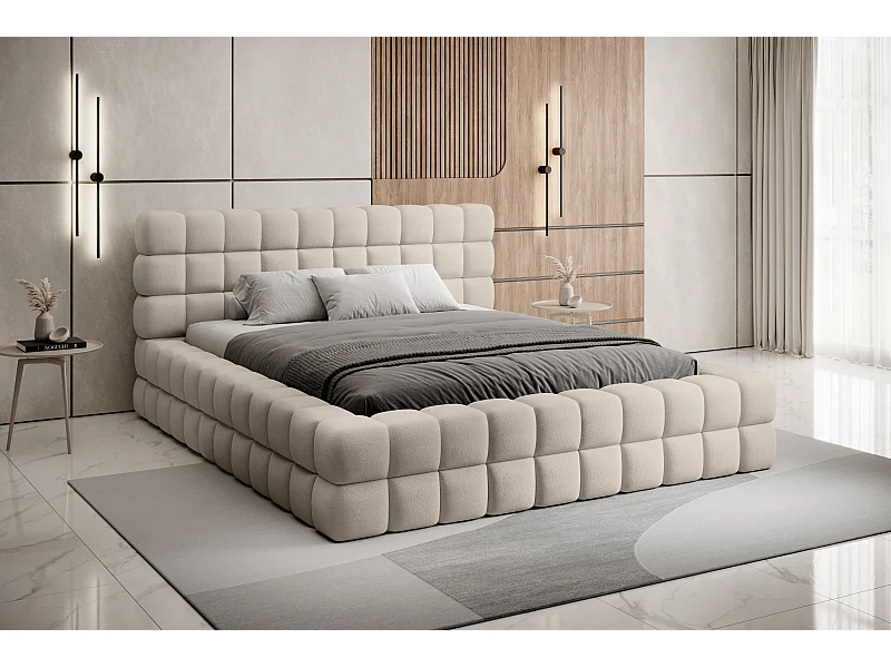 Lit Dario M (160x200)/Tissu/inclut Matelas/Beige