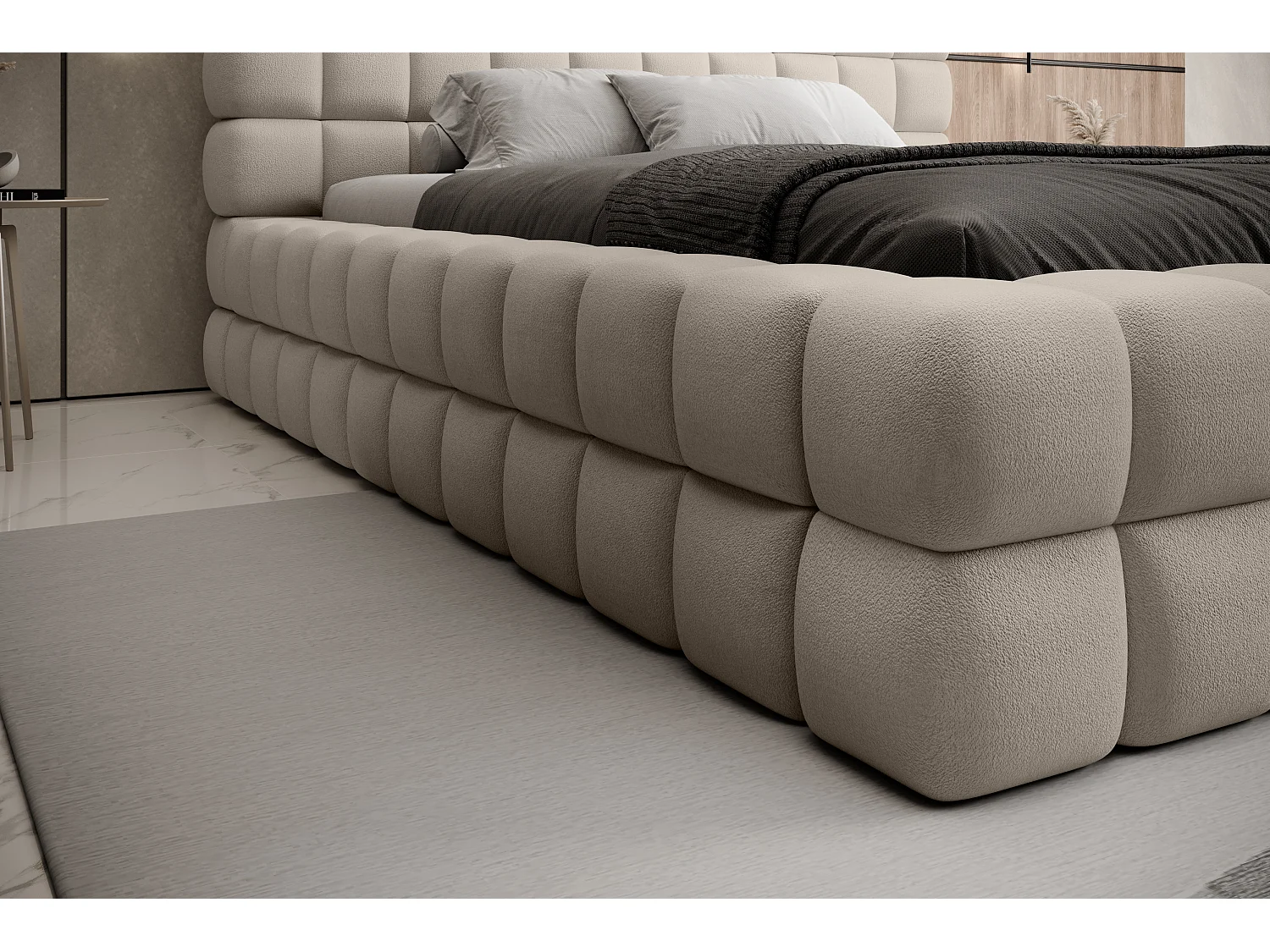 Bett Dario M (160x200)/Stoffbezug/inklusive Matratze/Beige