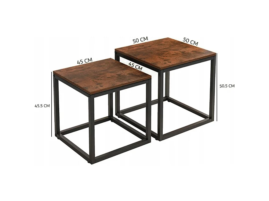 Tavolino, set di tavoli 2 in 1, loft, industriale