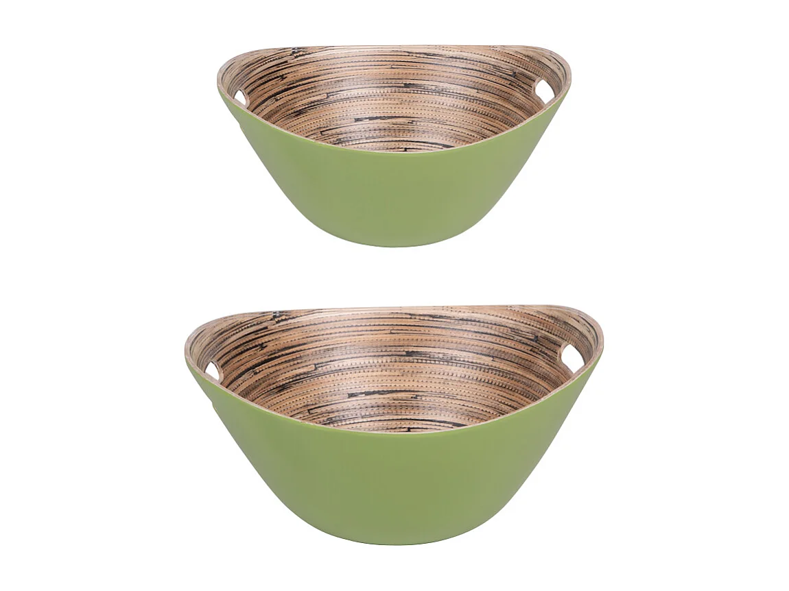 Set de 2 saladiers Bambou verts 30 et 25 cm