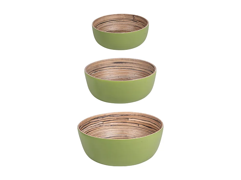 Set de 3 saladiers Bambou verts 30 cm 25 cm 20 cm