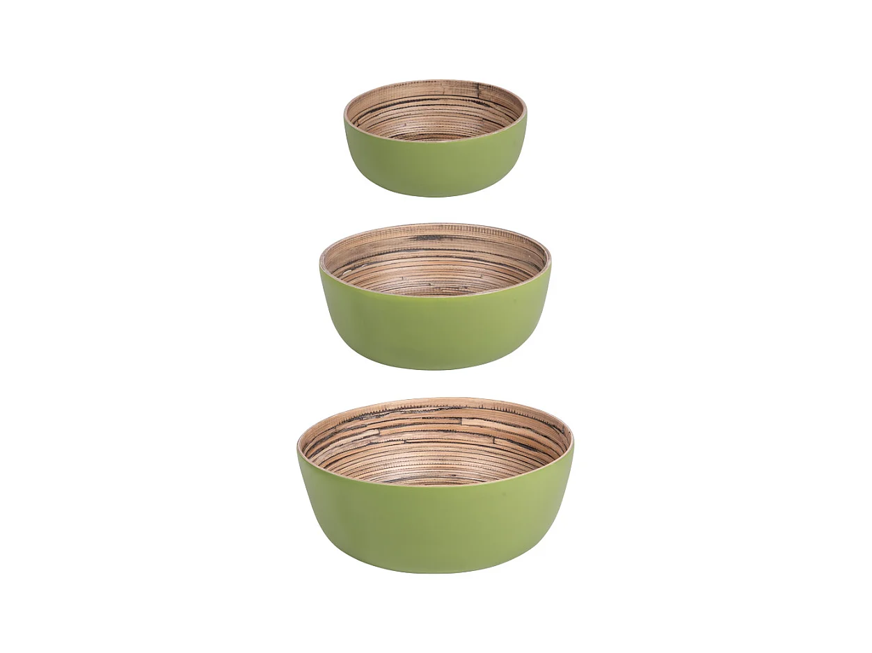 Set de 3 saladiers Bambou verts 30 cm 25 cm 20 cm