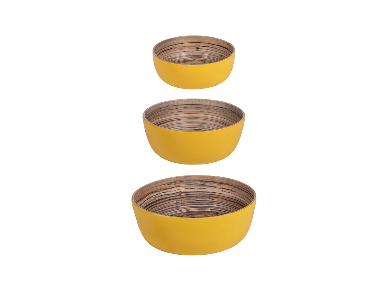 Set de 3 saladiers Bambou jaunes 30 cm 25 cm 20 cm