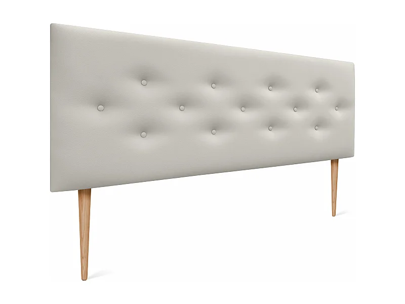 DHOME Tête de lit en simili cuir avec 3 rangées de boutons entrelacés Tête de lit rembourrée pour lit de luxe (Blanc, 160cm)