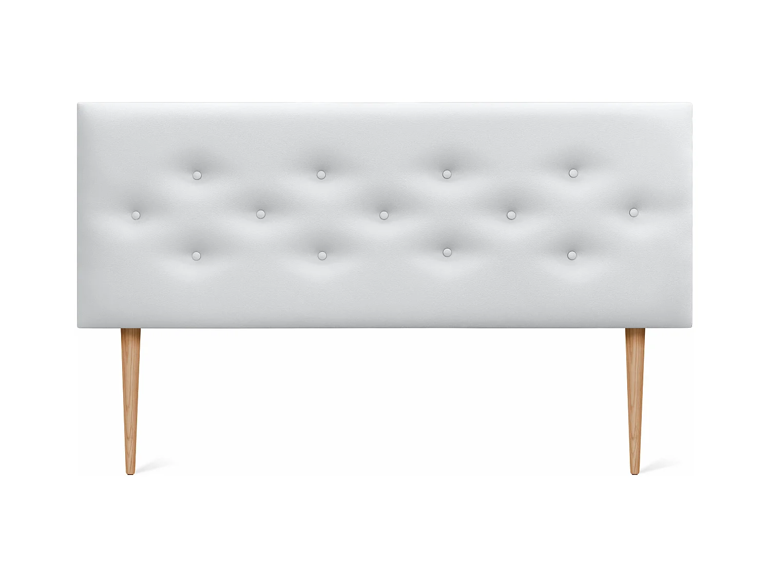 DHOME Kunstleder-Kopfteil mit 3 versetzten Knopfreihen und Füßen, luxuriöses gepolstertes Bettkopfteil (Weiß, 135cm)