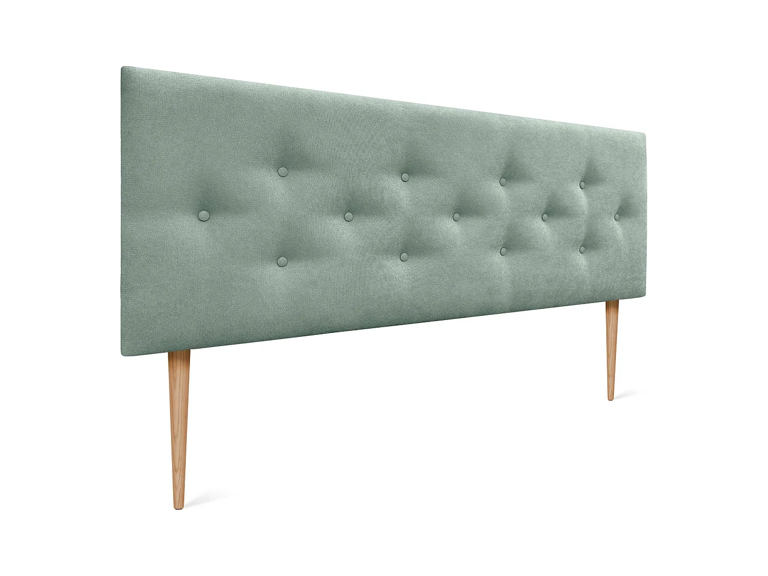DHOME Tête de Lit en Tissu ACUALINE avec 3 Rangées Entrelacées de Boutons et Pieds Tête de Lit Capitonnée de Luxe(Vert d’eau, 150cm)
