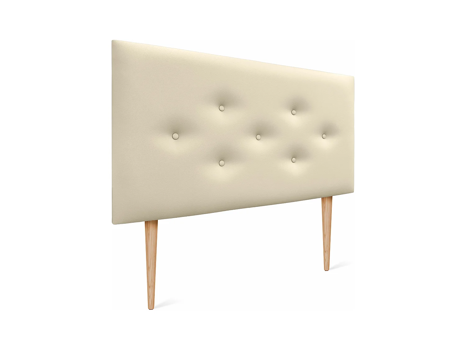 DHOME Kunstleder-Kopfteil mit 3 versetzten Knopfreihen und Füßen, luxuriöses gepolstertes Bettkopfteil (Vanille, 90cm)