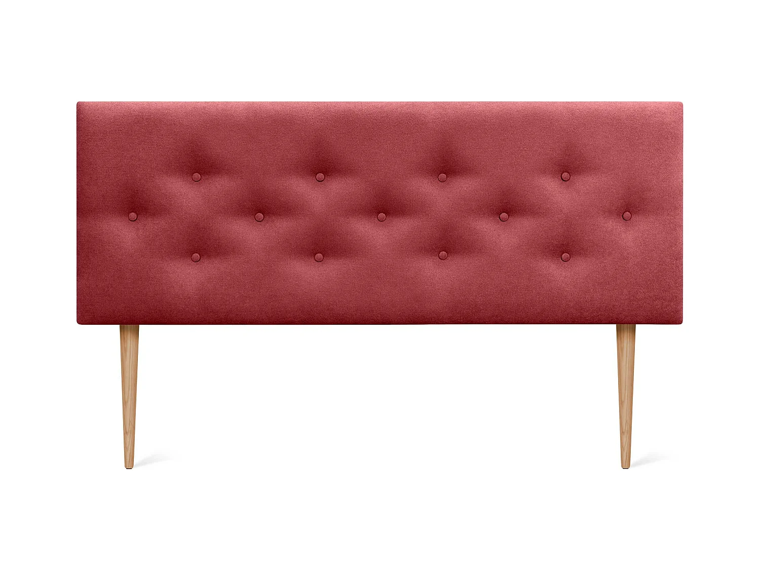 DHOME Tête de Lit en Tissu ACUALINE avec 3 Rangées Entrelacées de Boutons et Pieds Tête de Lit Capitonnée de Luxe(Rouge, 145cm)