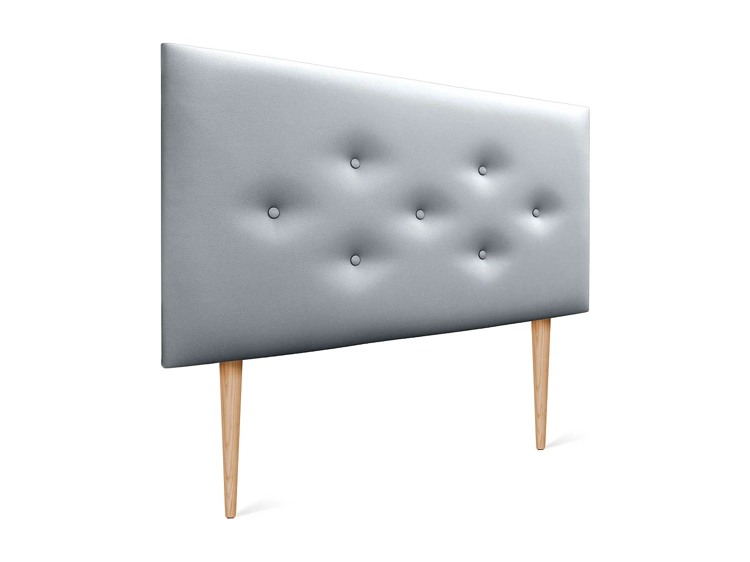 DHOME Tête de lit en simili cuir avec 3 rangées de boutons entrelacés Tête de lit rembourrée pour lit de luxe (Argent, 95cm)