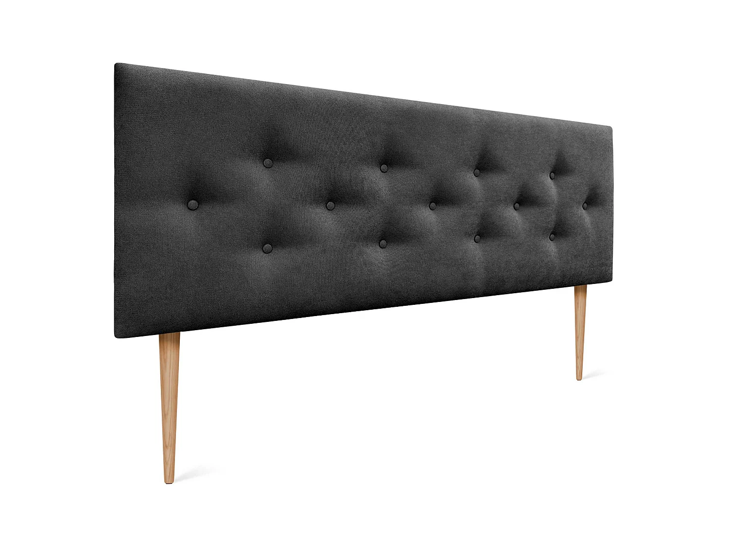 DHOME Tête de Lit en Tissu ACUALINE avec 3 Rangées Entrelacées de Boutons et Pieds Tête de Lit Capitonnée de Luxe(Noir, 145cm)