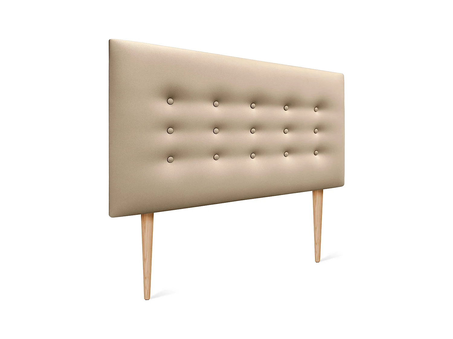 DHOME Testiera in ecopelle con 3 file di bottoni Testiera imbottita per letto di lusso (Champagne, 95cm)