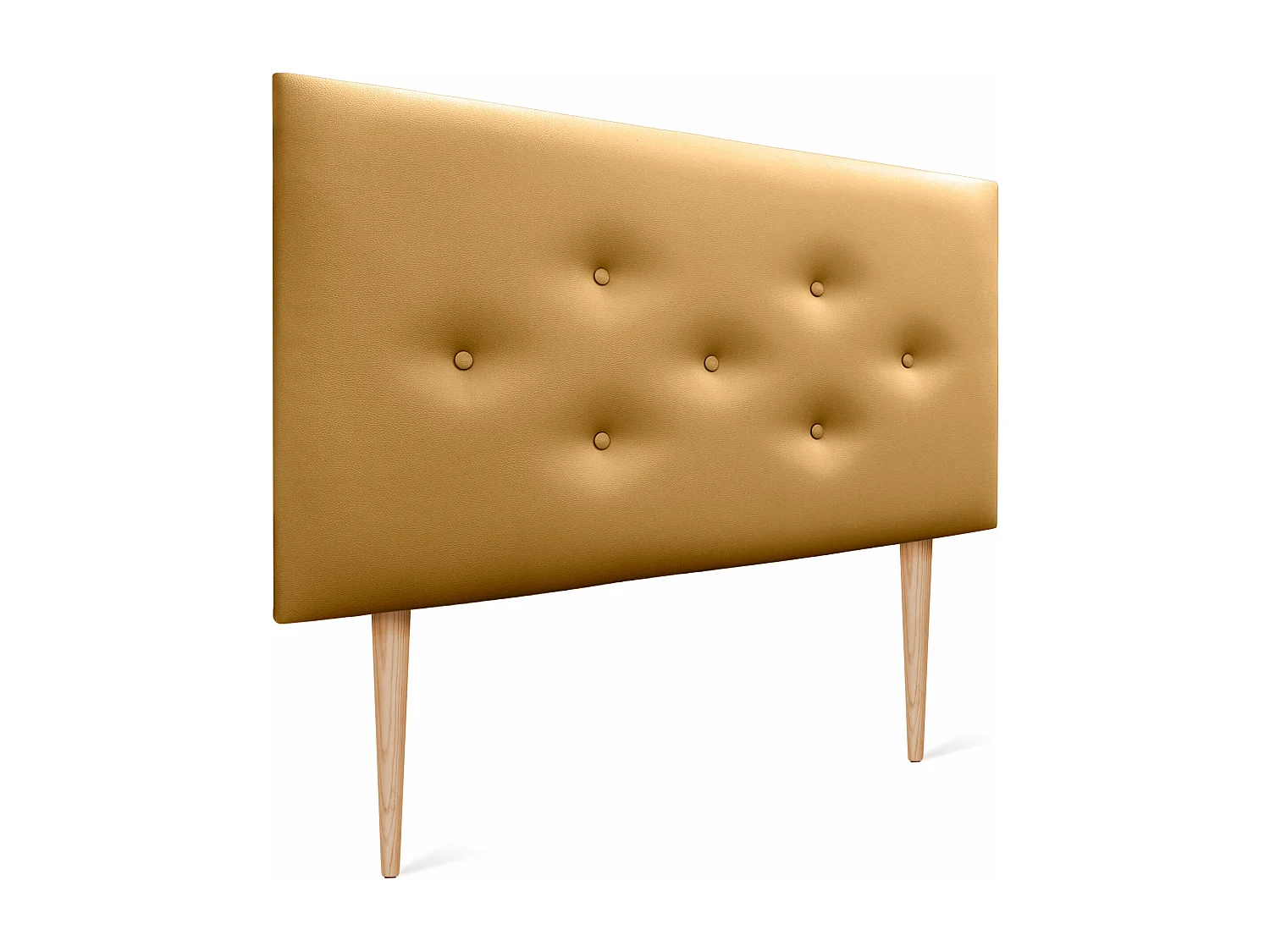 DHOME Tête de lit en simili cuir avec 3 rangées de boutons entrelacés Tête de lit rembourrée pour lit de luxe (Doré, 105cm)