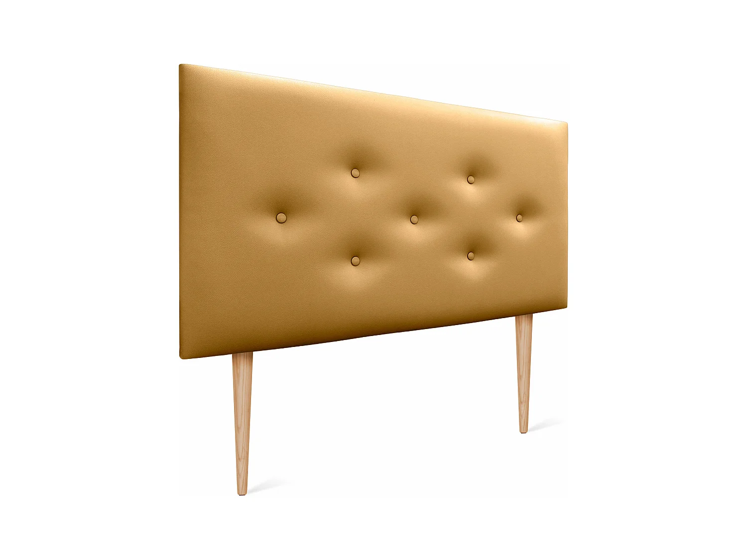 DHOME Tête de lit en simili cuir avec 3 rangées de boutons entrelacés Tête de lit rembourrée pour lit de luxe (Doré, 95cm)