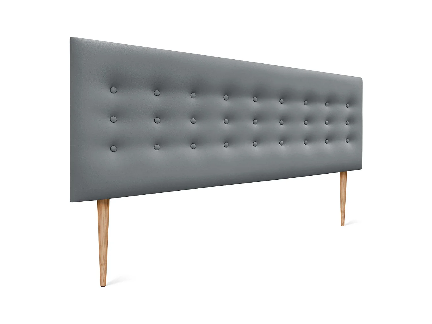 DHOME Testiera in ecopelle con 3 file di bottoni Testiera imbottita per letto di lusso (Grigio, 160cm)