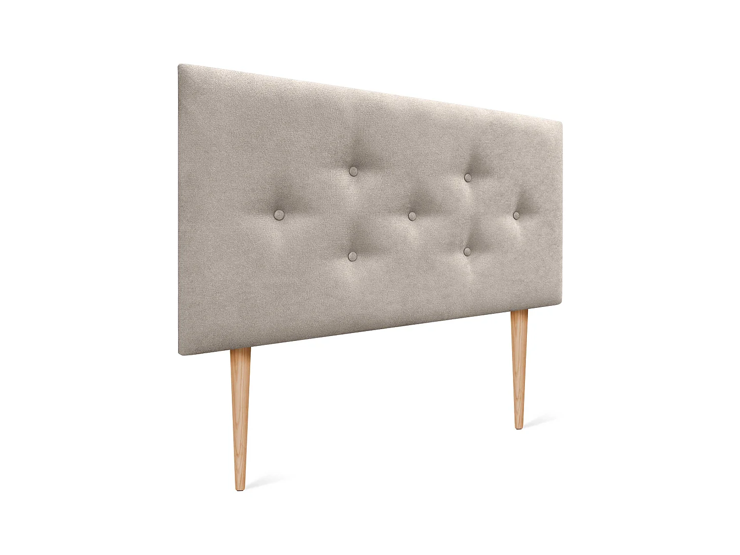 DHOME Tête de Lit en Tissu ACUALINE avec 3 Rangées Entrelacées de Boutons et Pieds Tête de Lit Capitonnée de Luxe(Beige, 90cm)