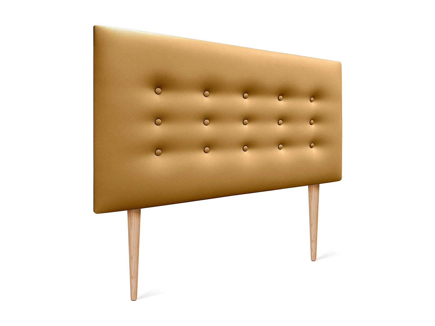 DHOME Tête de lit en simili cuir avec 3 rangées de boutons Tête de lit rembourrée pour lit de luxe (Doré, 105cm)