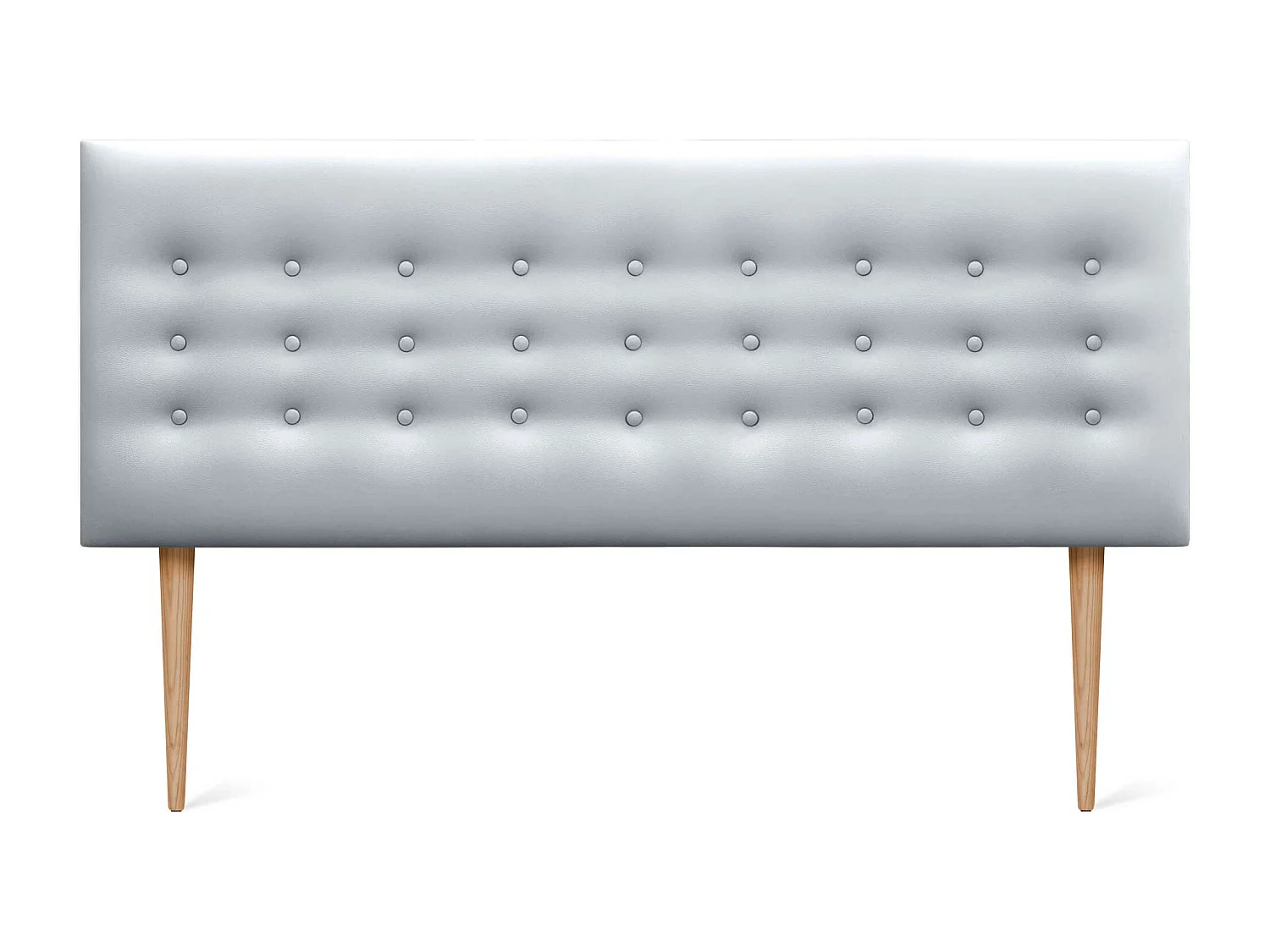 DHOME Testiera in ecopelle con 3 file di bottoni Testiera imbottita per letto di lusso (Argento, 150cm)