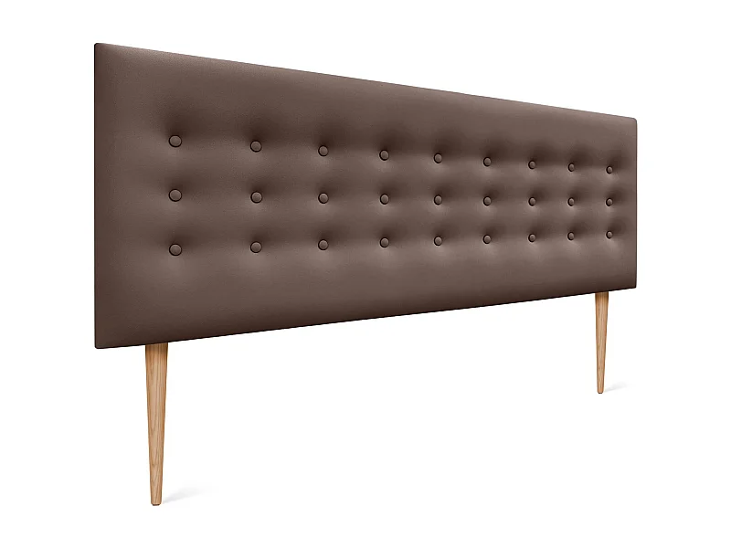 DHOME Tête de lit en simili cuir avec 3 rangées de boutons Tête de lit rembourrée pour lit de luxe (Chocolat, 160cm)