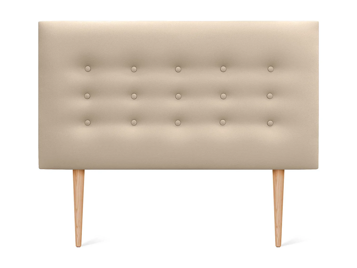 DHOME Hoofdbord de kunstleer met 3 rijen knopen en poten gepolsterd luxe hoofdbord voor bed (Beige, 110cm)