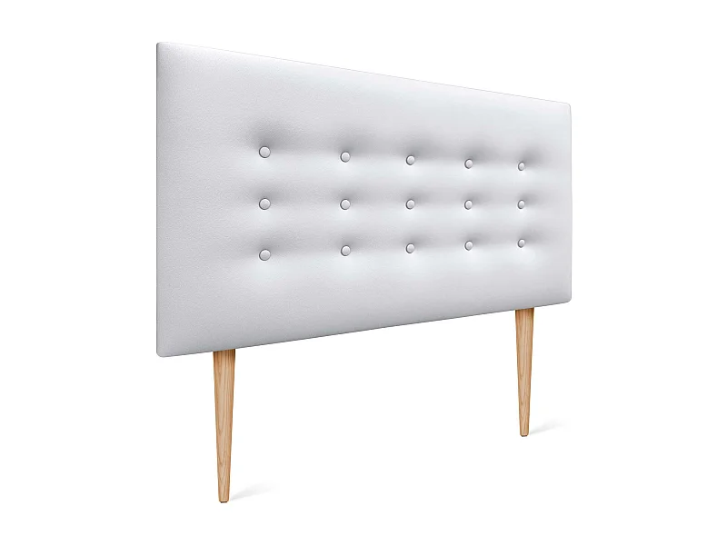 DHOME Testiera in ecopelle con 3 file di bottoni Testiera imbottita per letto di lusso (Bianco, 95cm)