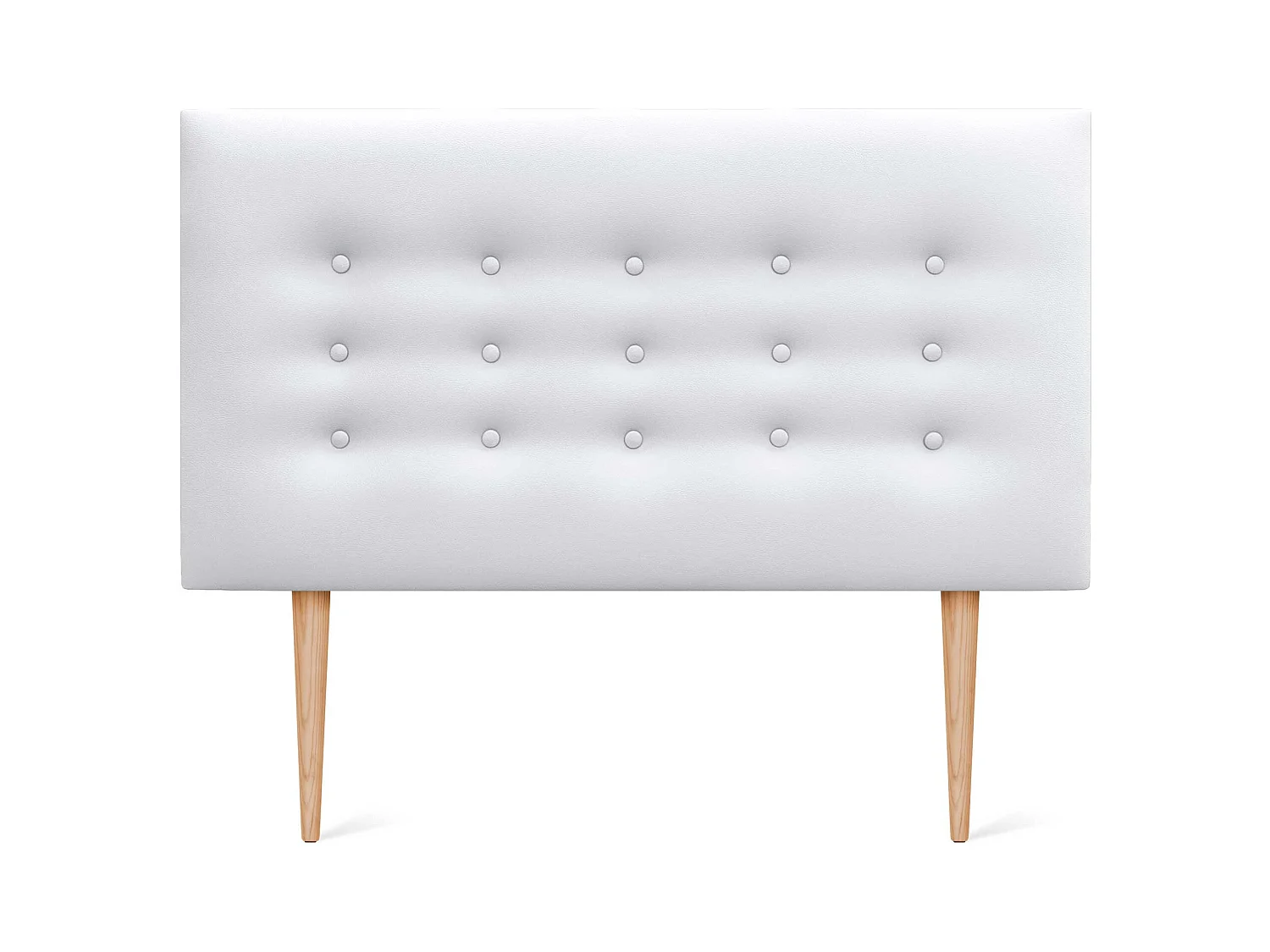 DHOME Testiera in ecopelle con 3 file di bottoni Testiera imbottita per letto di lusso (Bianco, 95cm)