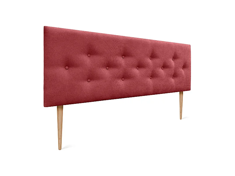 DHOME Kopfteil aus ACUALINE-Stoff mit 3 versetzten Knopf-Reihen und Beinen, luxuriös gepolstertes Bettkopfteil (Rot, 160cm)