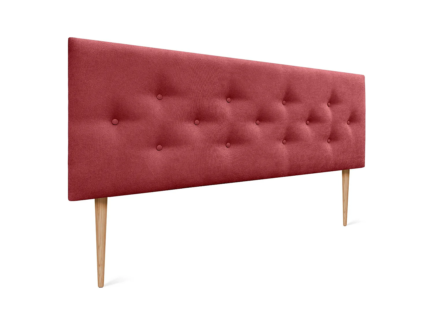 DHOME Tête de Lit en Tissu ACUALINE avec 3 Rangées Entrelacées de Boutons et Pieds Tête de Lit Capitonnée de Luxe(Rouge, 160cm)