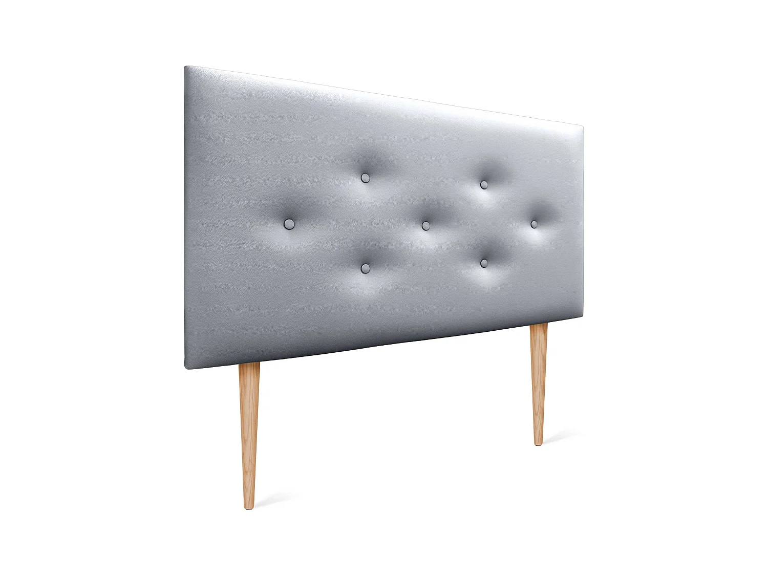 DHOME Tête de lit en simili cuir avec 3 rangées de boutons entrelacés Tête de lit rembourrée pour lit de luxe (Argent, 105cm)