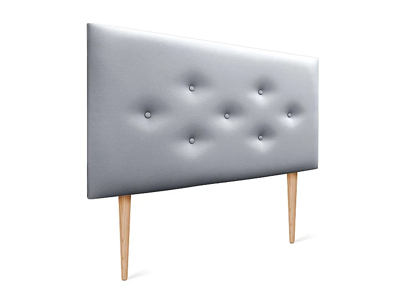 DHOME Tête de lit en simili cuir avec 3 rangées de boutons entrelacés Tête de lit rembourrée pour lit de luxe (Argent, 105cm)