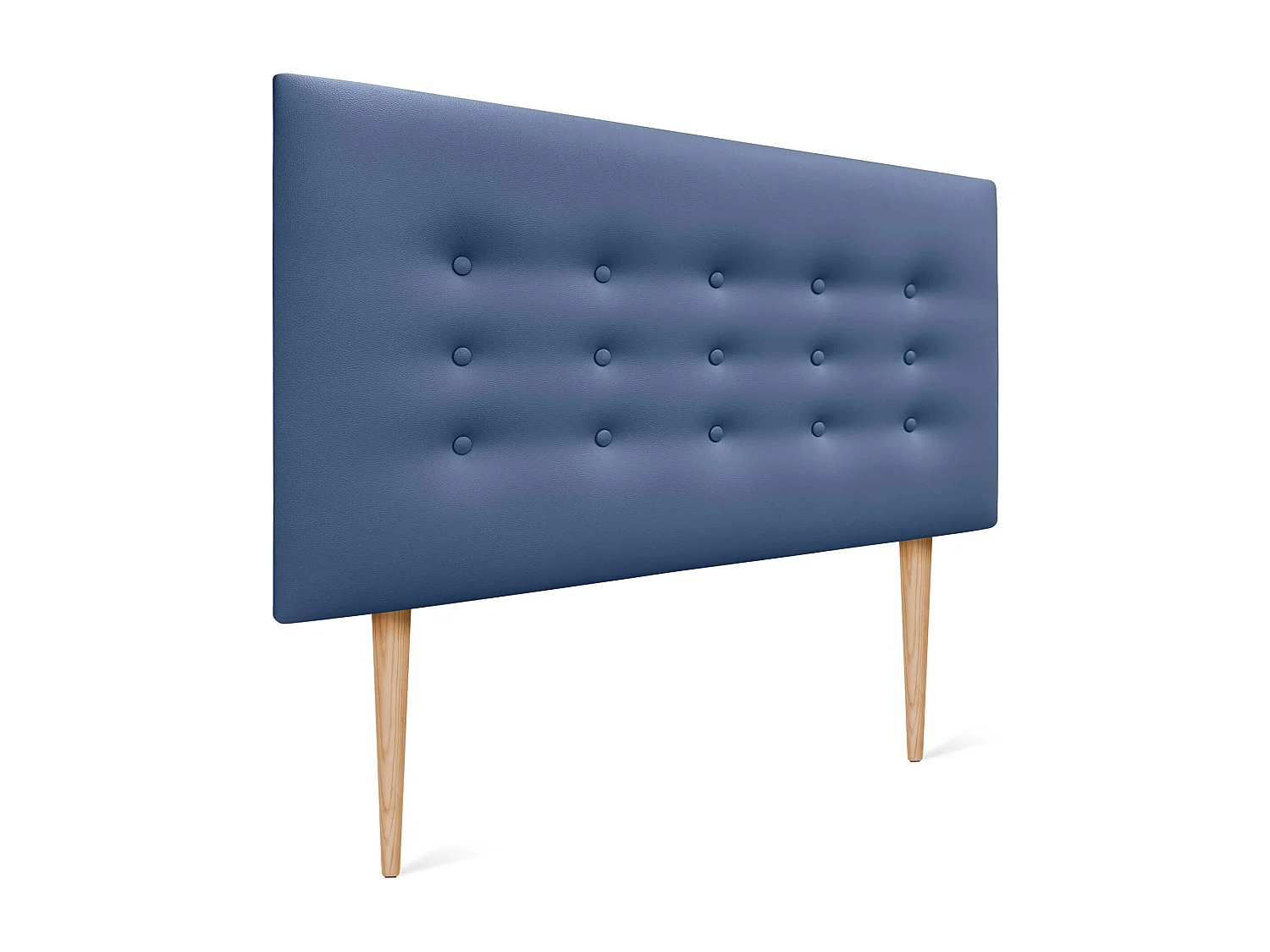 DHOME Hoofdbord de kunstleer met 3 rijen knopen en poten gepolsterd luxe hoofdbord voor bed (Azul, 105cm)