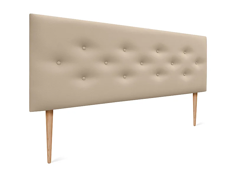 DHOME Testiera in ecopelle con 3 file di bottoni intrecciati Testiera imbottita per letto di lusso (Beige, 160cm)