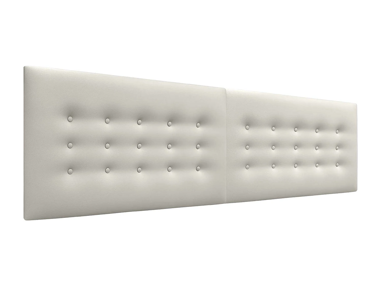 DHOME Tête de Lit en Similicuir avec 3 Rangées de Boutons Tête de Lit Rembourrée de Luxe (Blanc Hueso, 220cm (2 pièces))