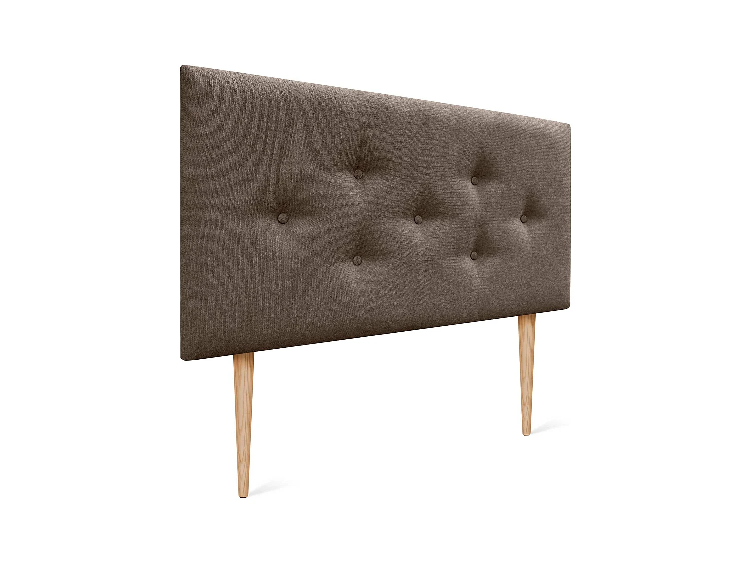 DHOME Tête de Lit en Tissu ACUALINE avec 3 Rangées Entrelacées de Boutons et Pieds Tête de Lit Capitonnée de Luxe(Marrón, 95cm)