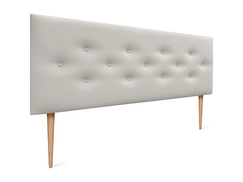 DHOME Tête de lit en simili cuir avec 3 rangées de boutons entrelacés Tête de lit rembourrée pour lit de luxe (Blanc, 150cm)