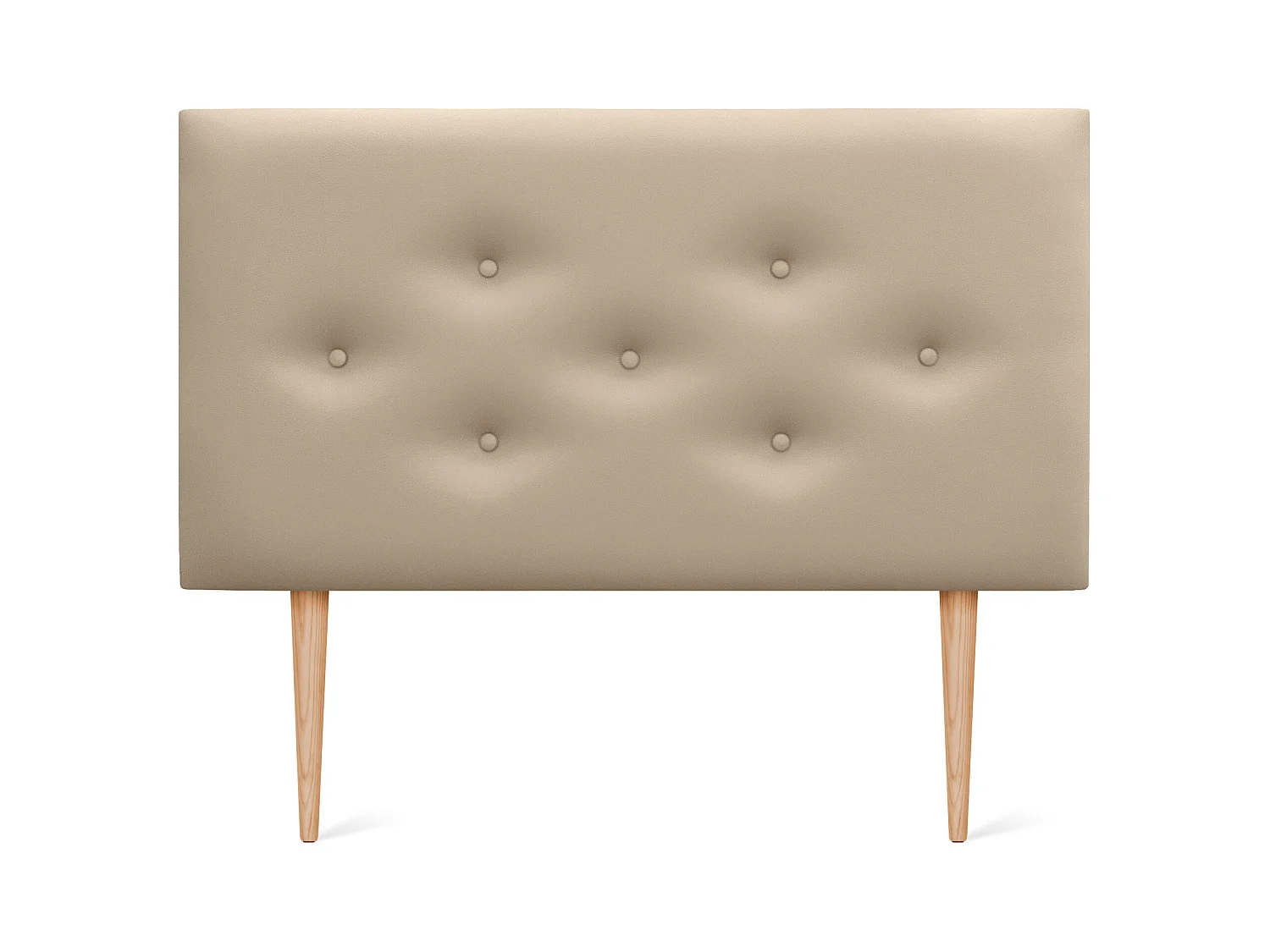 DHOME Tête de lit en simili cuir avec 3 rangées de boutons entrelacés Tête de lit rembourrée pour lit de luxe (Beige, 95cm)