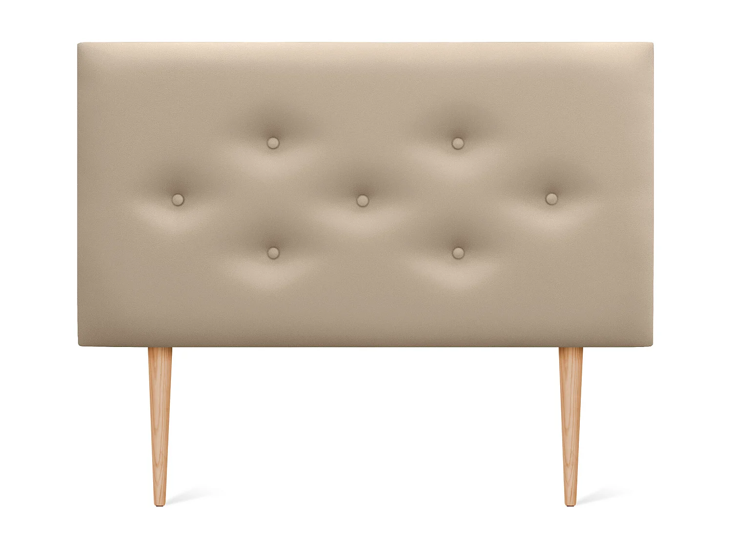 DHOME Tête de lit en simili cuir avec 3 rangées de boutons entrelacés Tête de lit rembourrée pour lit de luxe (Beige, 95cm)