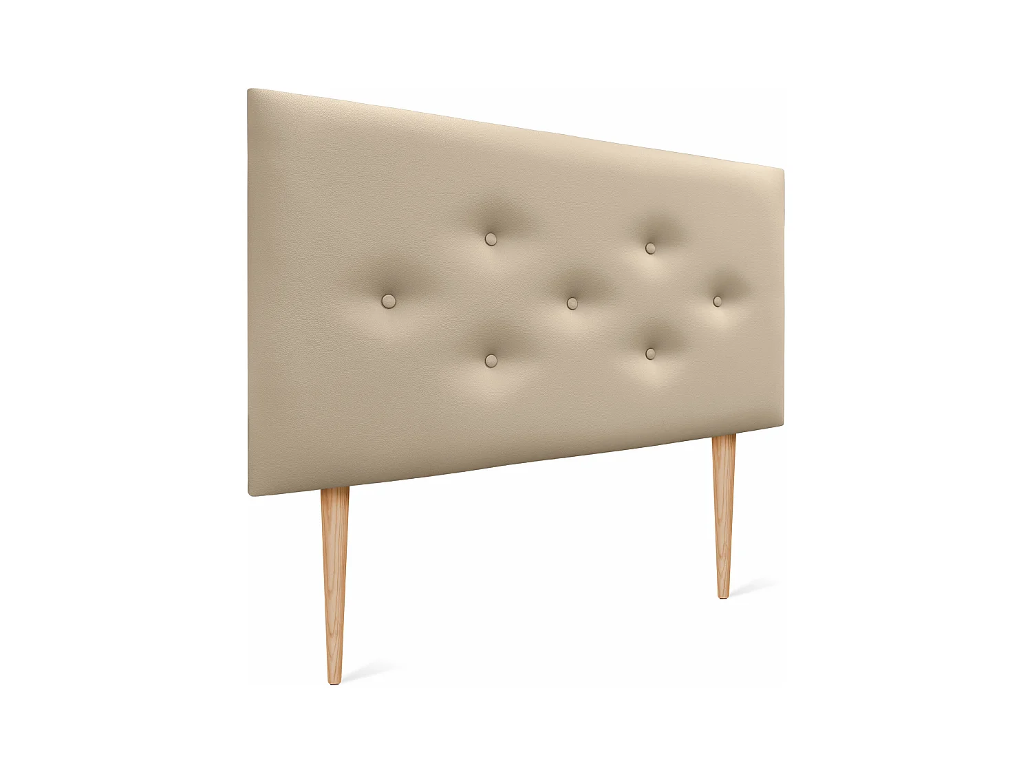 DHOME Tête de lit en simili cuir avec 3 rangées de boutons entrelacés Tête de lit rembourrée pour lit de luxe (Beige, 90cm)