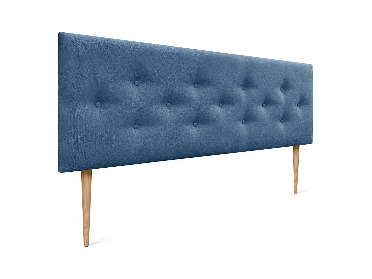 DHOME Tête de Lit en Tissu ACUALINE avec 3 Rangées Entrelacées de Boutons et Pieds Tête de Lit Capitonnée de Luxe(Bleu, 150cm)