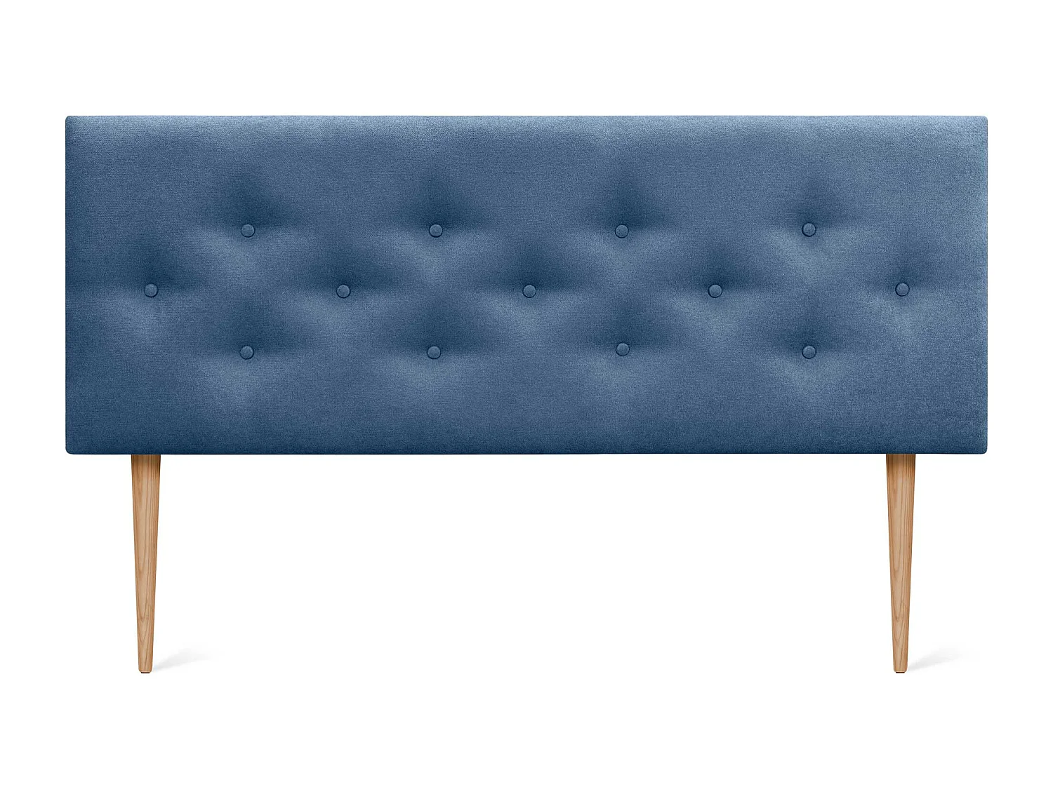 DHOME Tête de Lit en Tissu ACUALINE avec 3 Rangées Entrelacées de Boutons et Pieds Tête de Lit Capitonnée de Luxe(Bleu, 150cm)