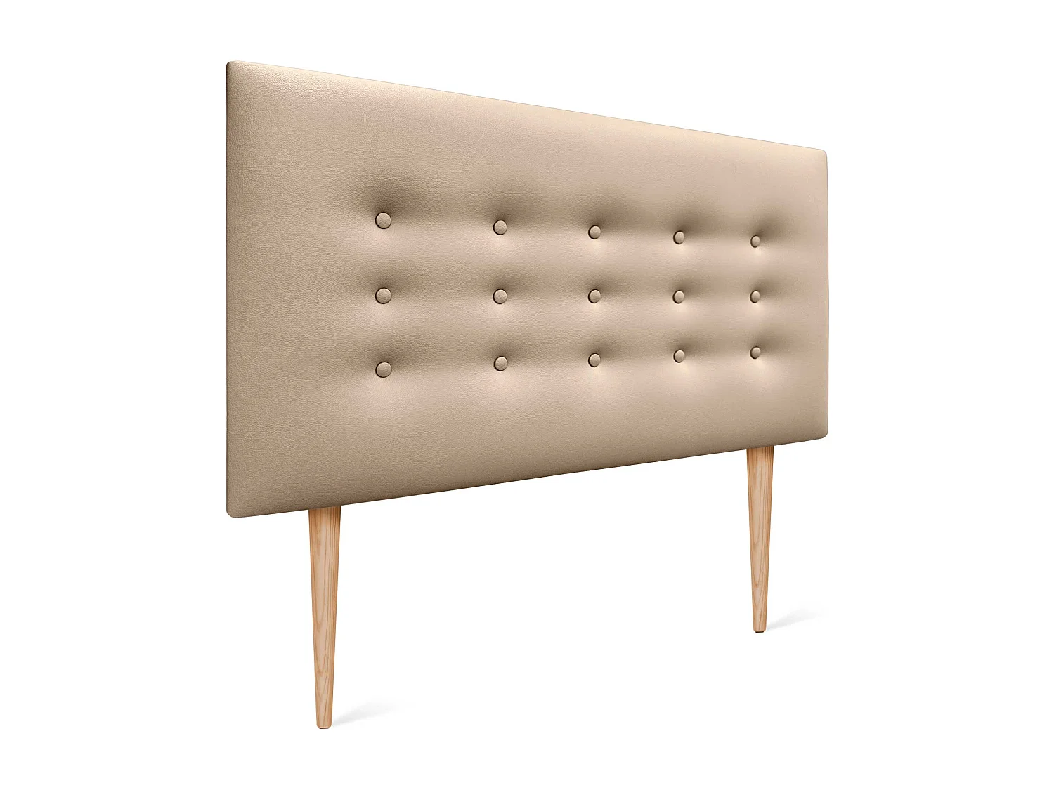 DHOME Tête de lit en simili cuir avec 3 rangées de boutons Tête de lit rembourrée pour lit de luxe (Champagne, 110cm)