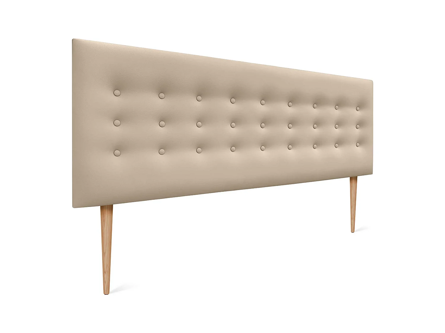 DHOME Kopfteil de Kunstleder mit 3 Knopfreihen und Beinen gepolstertes luxuriöses Bettkopfteil (Beige, 160cm)