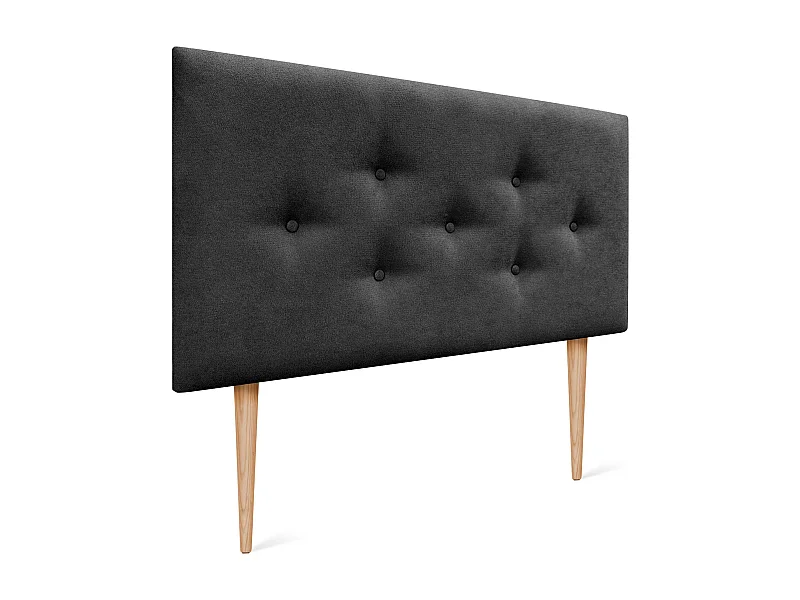 DHOME Tête de Lit en Tissu ACUALINE avec 3 Rangées Entrelacées de Boutons et Pieds Tête de Lit Capitonnée de Luxe(Noir, 90cm)