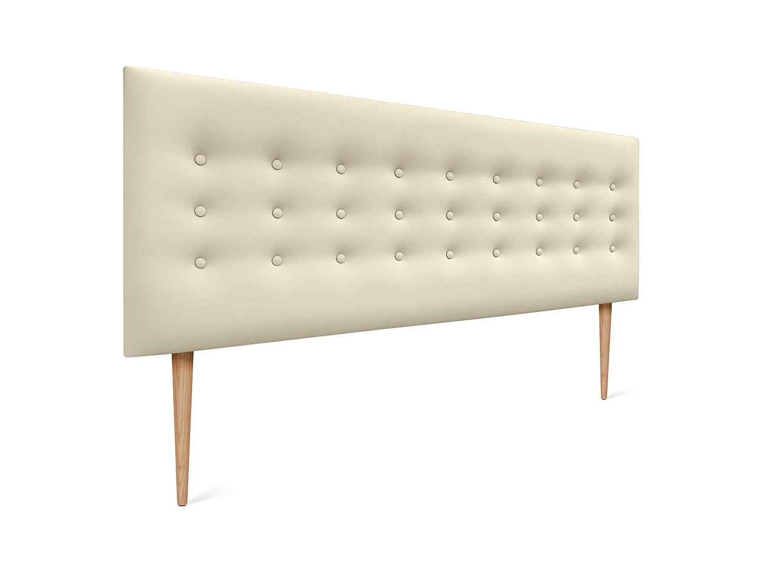 DHOME Testiera in ecopelle con 3 file di bottoni Testiera imbottita per letto di lusso (Vaniglia, 160cm)