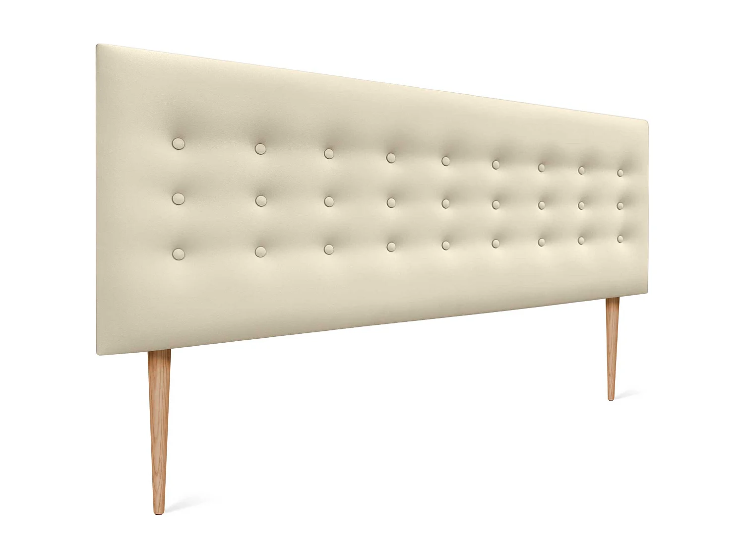 DHOME Cabeceira em couro sintético com 3 fileiras de botões Cabeceira estofada para cama de luxo (Baunilha, 160cm)