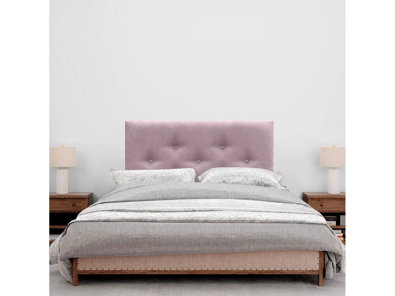 DHOME Tête de Lit en Tissu ACUALINE avec 3 Rangées Entrelacées de Boutons et Pieds Tête de Lit Capitonnée de Luxe(Salmón, 110cm)