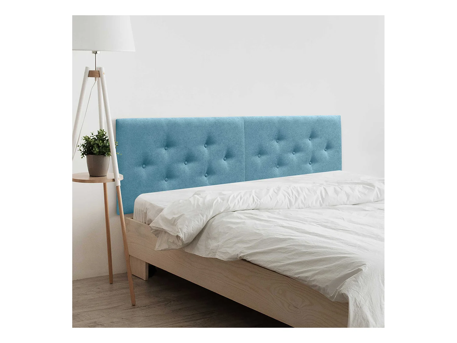 DHOME Tête de Lit en Tissu ACUALINE avec 3 Rangées Entrelacées de Boutons Tête de Lit Capitonnée de Luxe(Turquoise, 220cm (2 pièces))