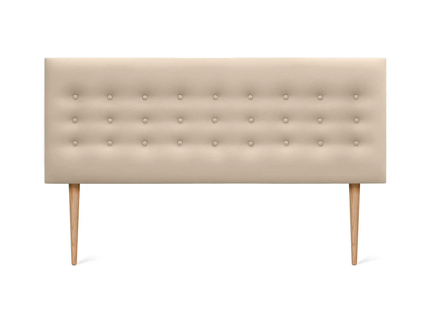 DHOME Testiera in ecopelle con 3 file di bottoni Testiera imbottita per letto di lusso (Beige, 135cm)